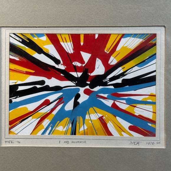 Vintage original Painting, signed PIVE, 1976, titled "I and Universe", framed - Picture 2 of 4